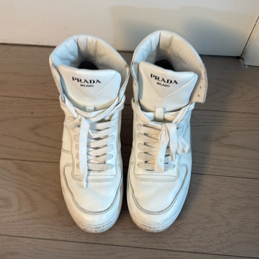 Prada White High-Top Sneakers - Picture 2 of 2